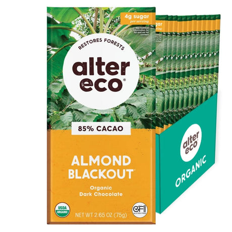 Alter Eco - Organic Dark Chocolate Almond Bar, 2.65 oz (Pack of 12) - Gluten-Free Swiss Treat