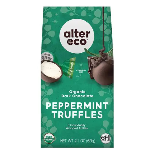 Alter Eco - Organic Dark Chocolate Mint Truffles, 2.1 oz (Pack of 12) - Gluten-Free Swiss Treat
