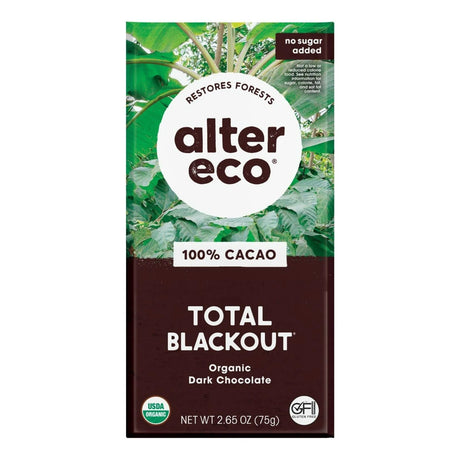 Alter Eco Organic Blackout 100% Dark Chocolate – Fair Trade Swiss Cacao, Pack of 12-2.65 Oz