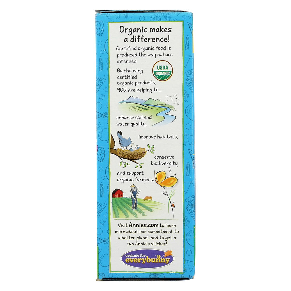 Annie's Organic product packaging with educational content on organic farming benefits.