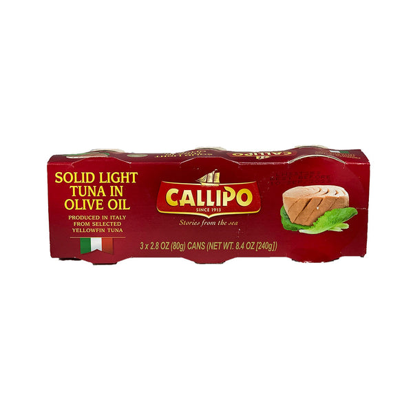 Callipo Solid Light Tuna in Olive Oil, 3 x 80g