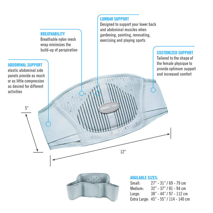ObusForme 女士背部支撑带 - XXLarge 浅灰色 - 姿势和下背部疼痛缓解