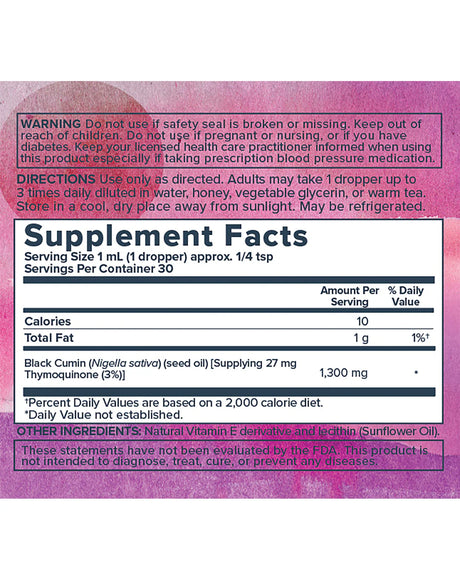 Aceite de semilla negra prensado en frío Heritage Store - 1 oz. Onz.