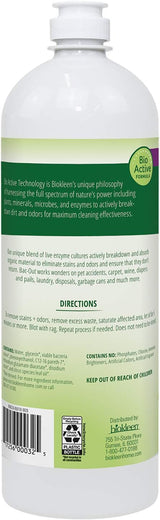Back view of a white bottle with green text and labels, including a barcode and text on a white background.