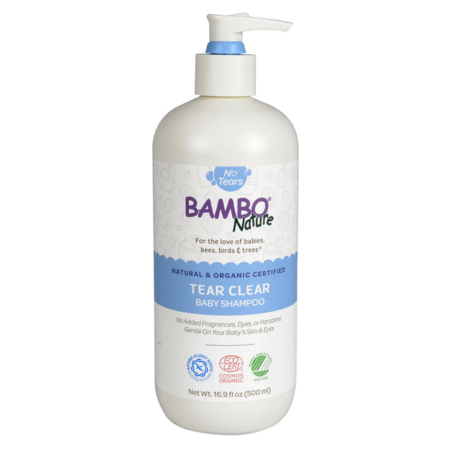 Bambo Nature Baby Shampoo - Tear-Free, 16.9 oz (Pack of 6) - Gentle Cleansing, Organic .