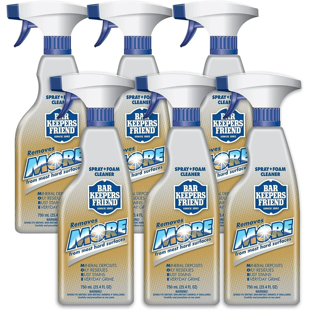 Bar Keepers Friend Spray & Foam  Multi-Surface Cleaner MORE, 25.4 fl oz, Pack of 6