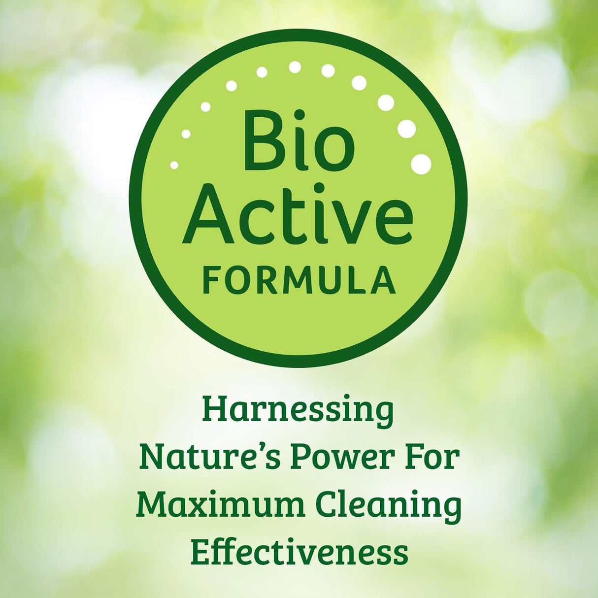 Bio Active Formula label with green text on a blurred natural background
