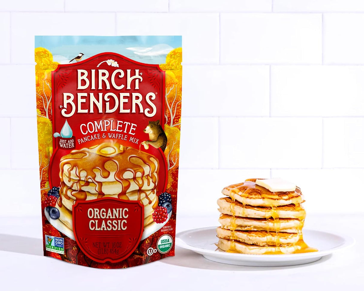 Birch Benders Complete Pancake & Waffle Mix Classic with stack