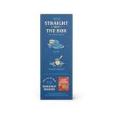 Blue box of buckwheat crackers with text and a smaller red box on a white background