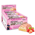 Box of Robert Irvine's Fit Crunch high protein baked bars with strawberry strudel flavor on a white background.