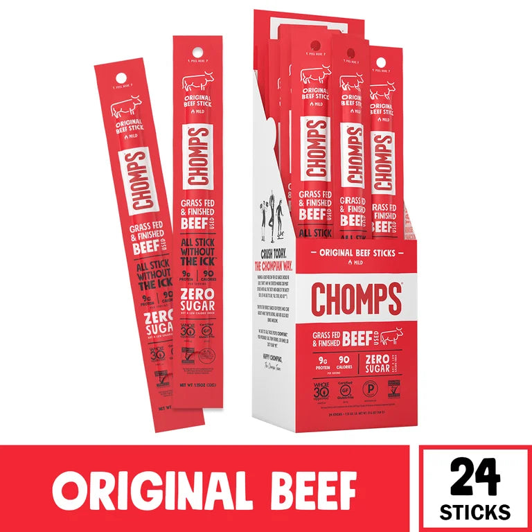 Chomps - Original Beef Sticks - Case of 8 - 8/1.15 Ounces Per Stick - Cozy Farm 