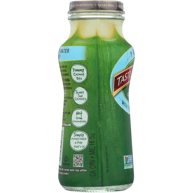 Taste Nirvana Coconut Water with Pulp (Pack of 12) - 9.5 Fl Oz - Natural Hydration