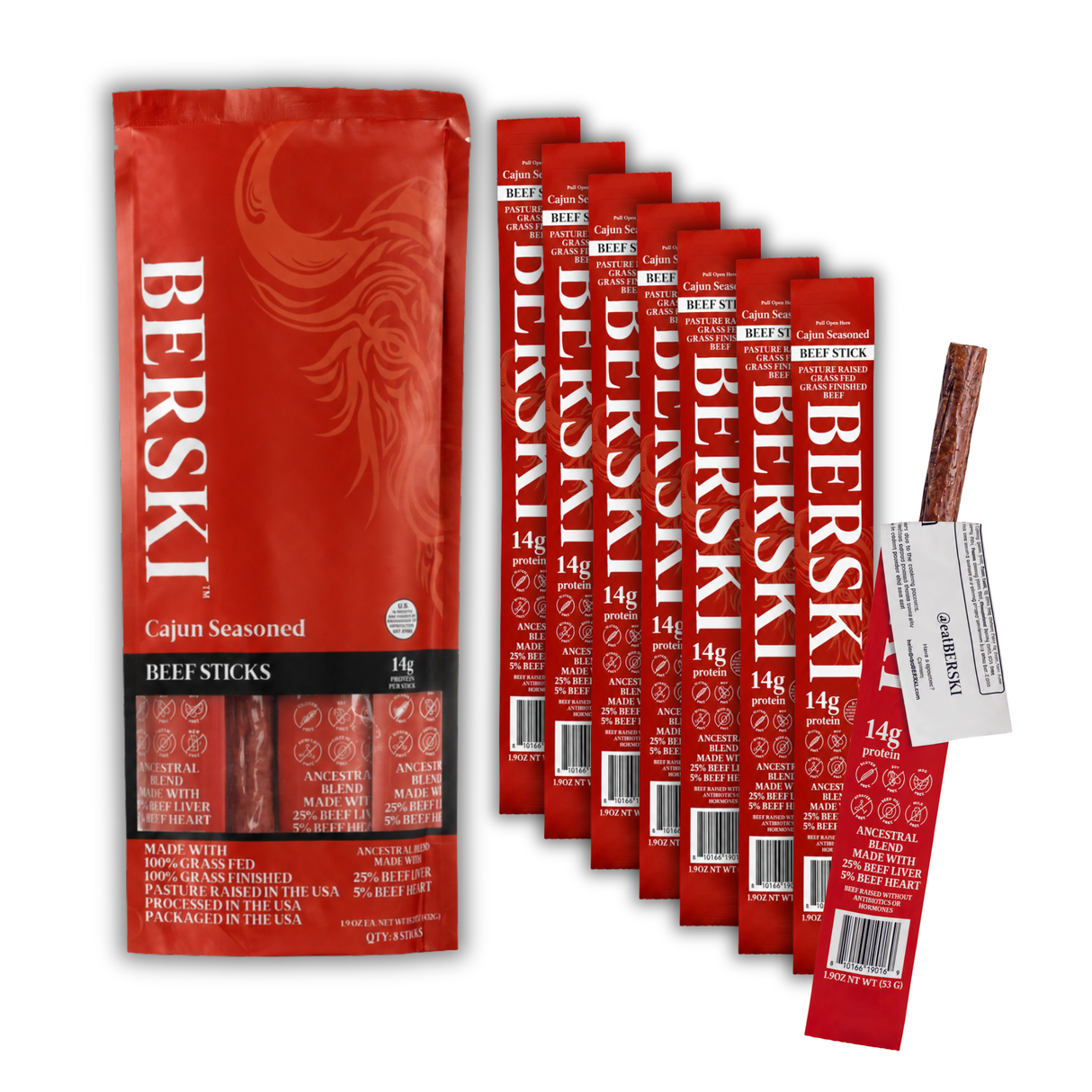 BERSKI Beef Sticks - Cajun Seasoned
