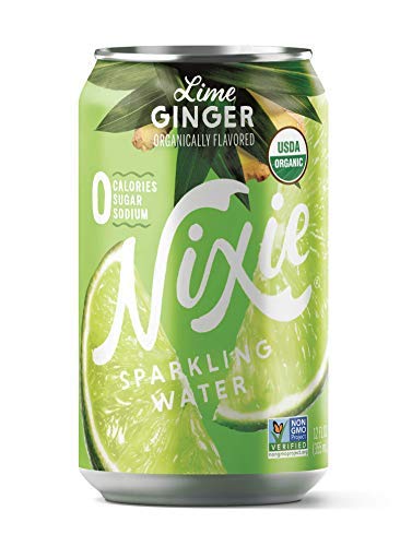 Can of Nixie Lime Ginger Sparkling Water on a white background