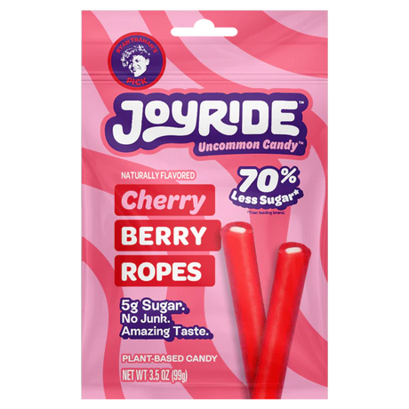 Joy Ride Cndy Ropes Chrry Brry, 3.5 oz (Pack of 10) - Chewy Candy Ropes