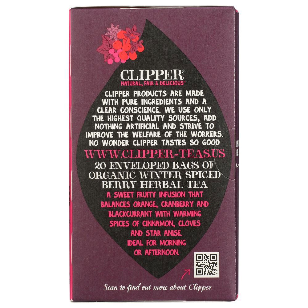 Clipper tea package with text and branding on a white background