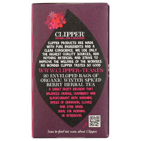 Clipper tea package with text and branding on a white background