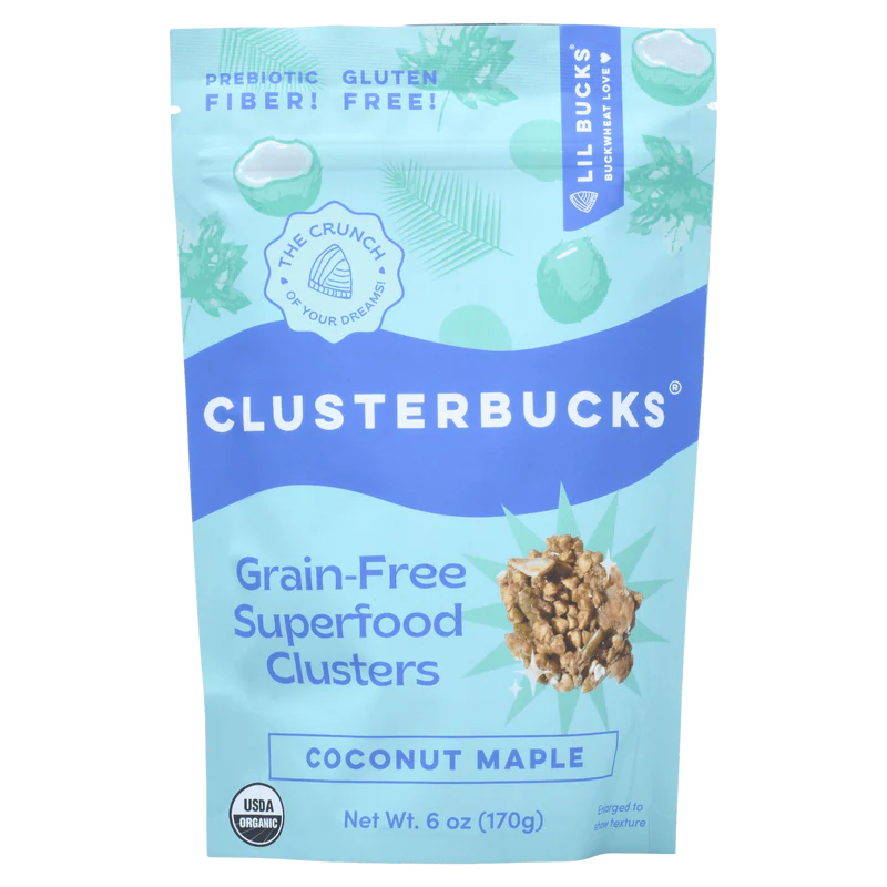 Lil Bucks - Organic Coconut Maple Clusterbucks, 6 oz (Pack of 6) - Gluten-Free Superfood
