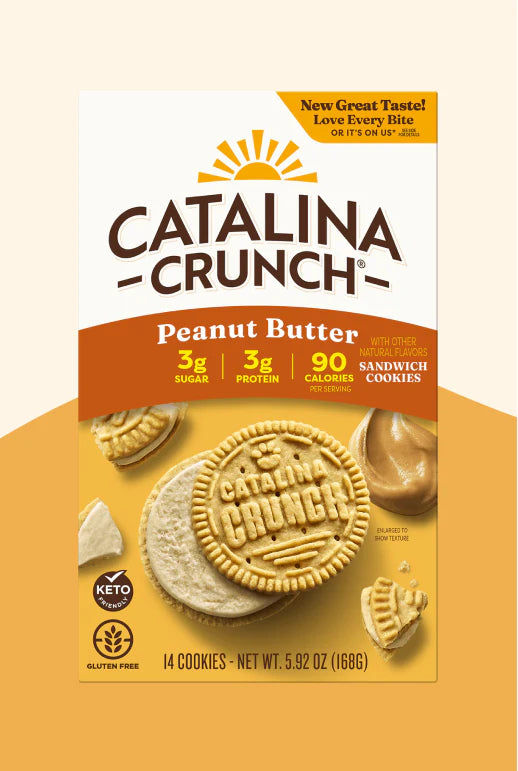 Catalina Crunch Peanut Butter Cookie Sandwiches, 5.9 oz (Pack of 6) - Keto Friendly Snacks