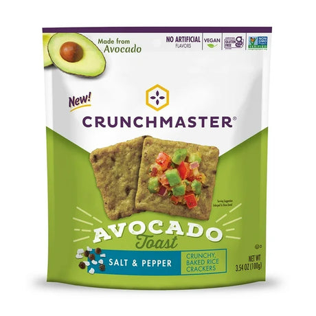 Crunchmaster - Gluten-Free Avocado Toast Crackers, 3.54 oz (Pack of 12) - Healthy Snack Crisps