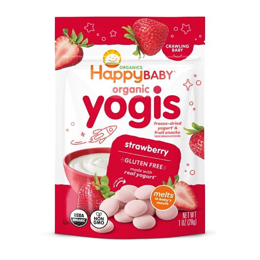 Happy Baby Happy Yogis Organic Strawberry Yogurt & Fruit Snacks, 1 oz, Pack of 8