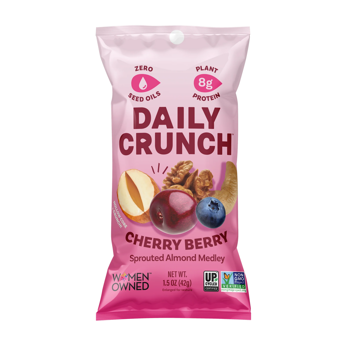 Daily Crunch Sprouted Nuts, Mixed Cherry Berry Medley, 1.5 oz (Case of 8)
