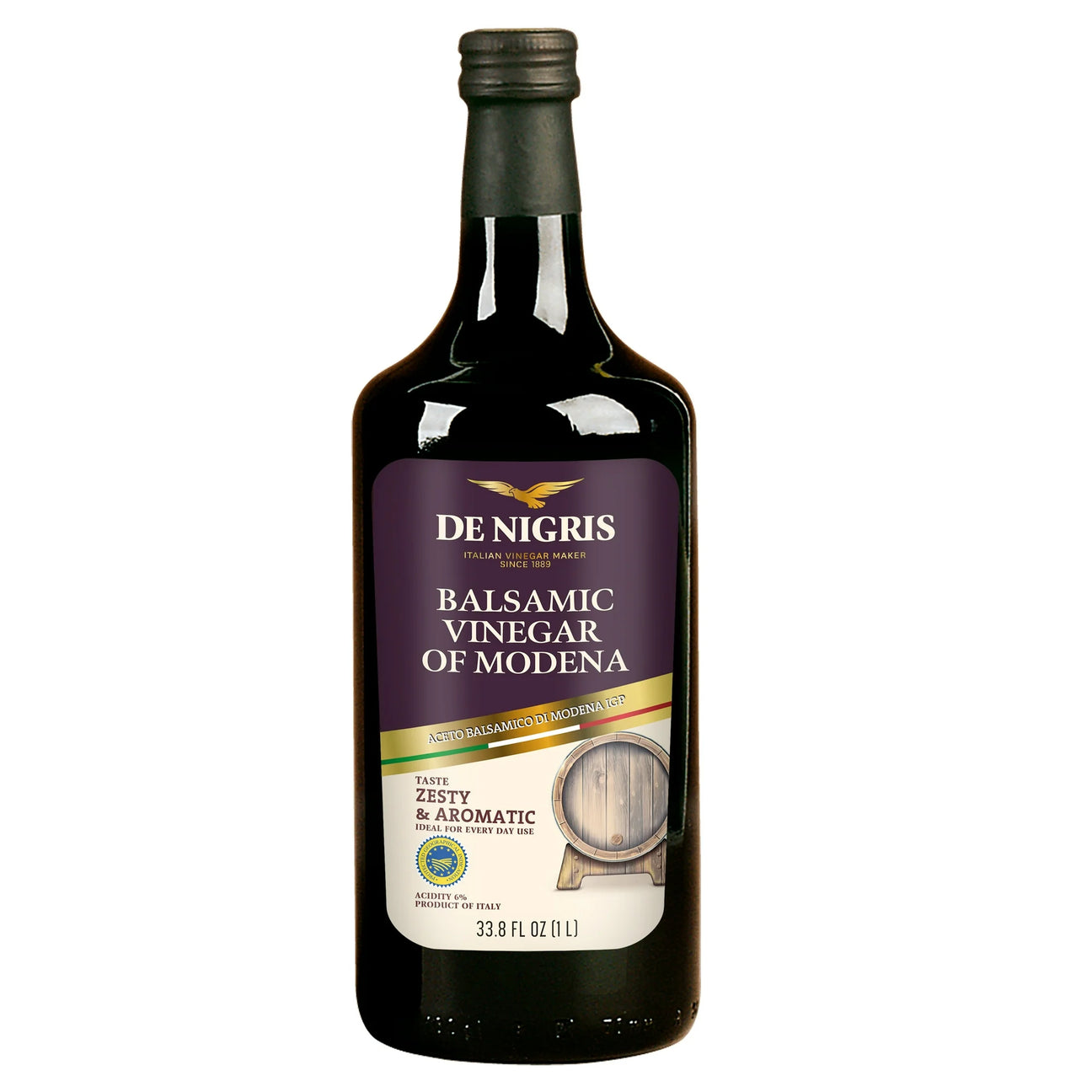 De Nigris White Eagle Balsamic Vinegar, 33.8 Fl Oz (Case of 6) - Dairy, GMO, Wheat-Free