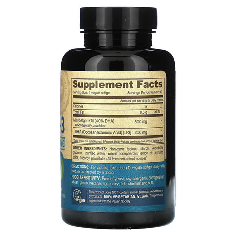 Deva Vegan Omega-3 DHA, 900mg, Plant-Based from Algae, 90 Vegan Softgels