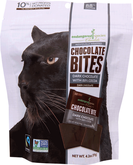 Endangered Species Chocolate - Dark Chocolate Bites, 0.35 oz (Case of 250) - Kosher Chocolate Snacks