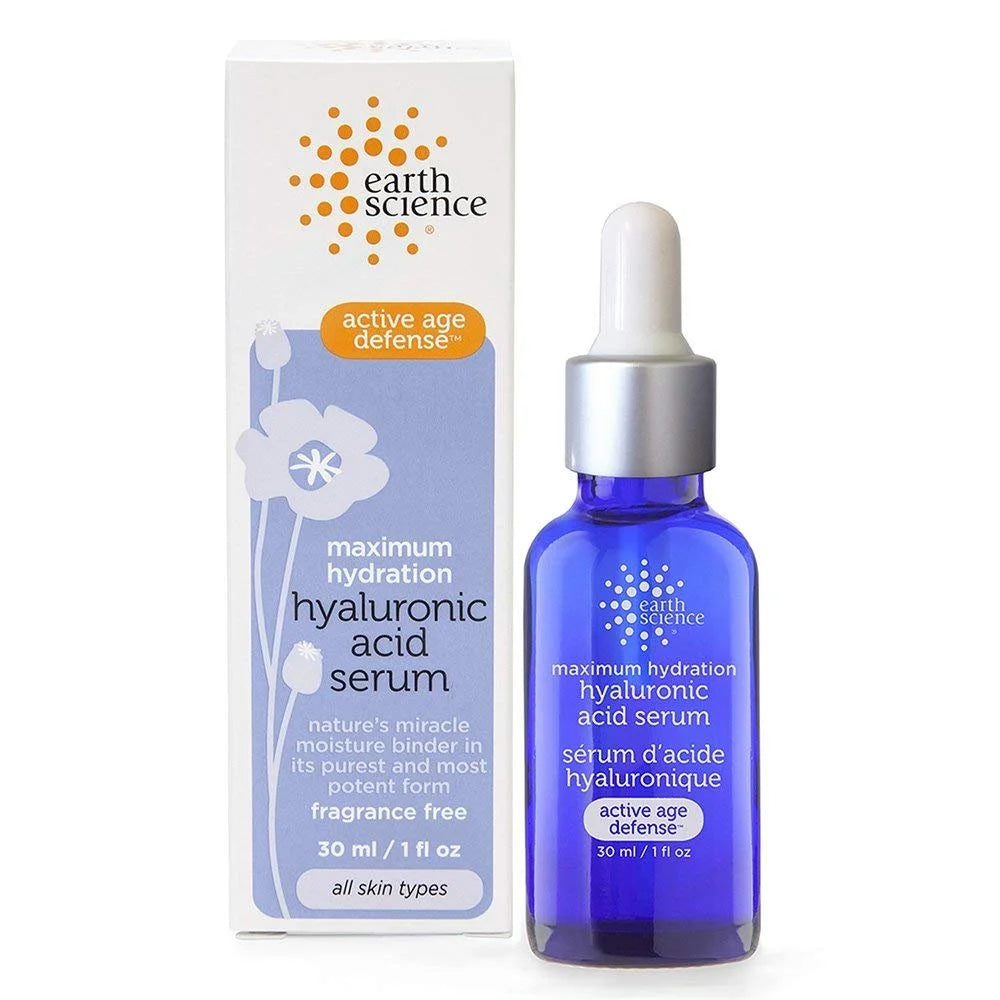 Earth Science Hyaluronic Acid Serum: Hydration Boost for Glowing Skin (1 Oz.)