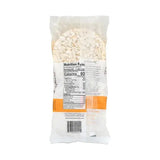 Bag of White Chocolate Vanilla Orange Topped Rice Cakes  with nutrition facts label on a white background