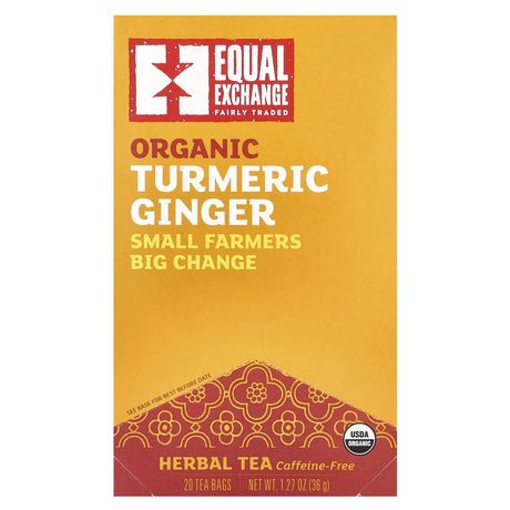 Equal Exchange - Organic Turmeric Ginger Tea, 20 Ct (Pack of 6) - Kosher Herbal Tea