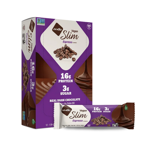 NuGo Slim Espresso Protein Bar, Pack of 12, 1.59 Oz. Bars