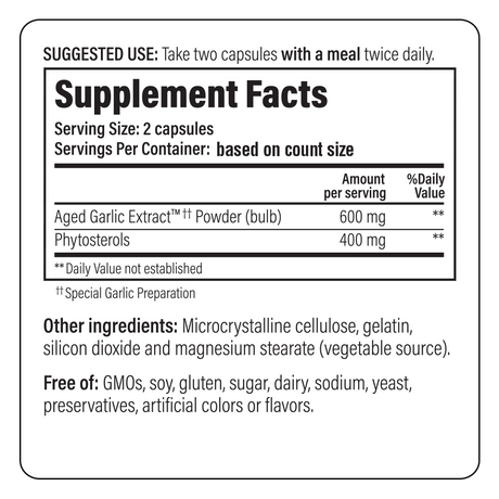 Kyolic Phytosterols Formula 107 Aged Garlic Extract - 80 Capsules