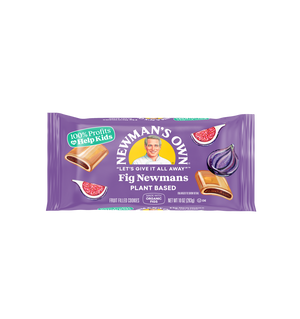 Packaging of Newman's Own Fig Newman cookies on a white background