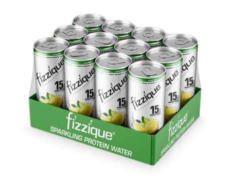 Fizzique Sparkling Protein Water, Lemon Flavor, 12-Pack, 12 fl oz Cans - Cozy Farm 