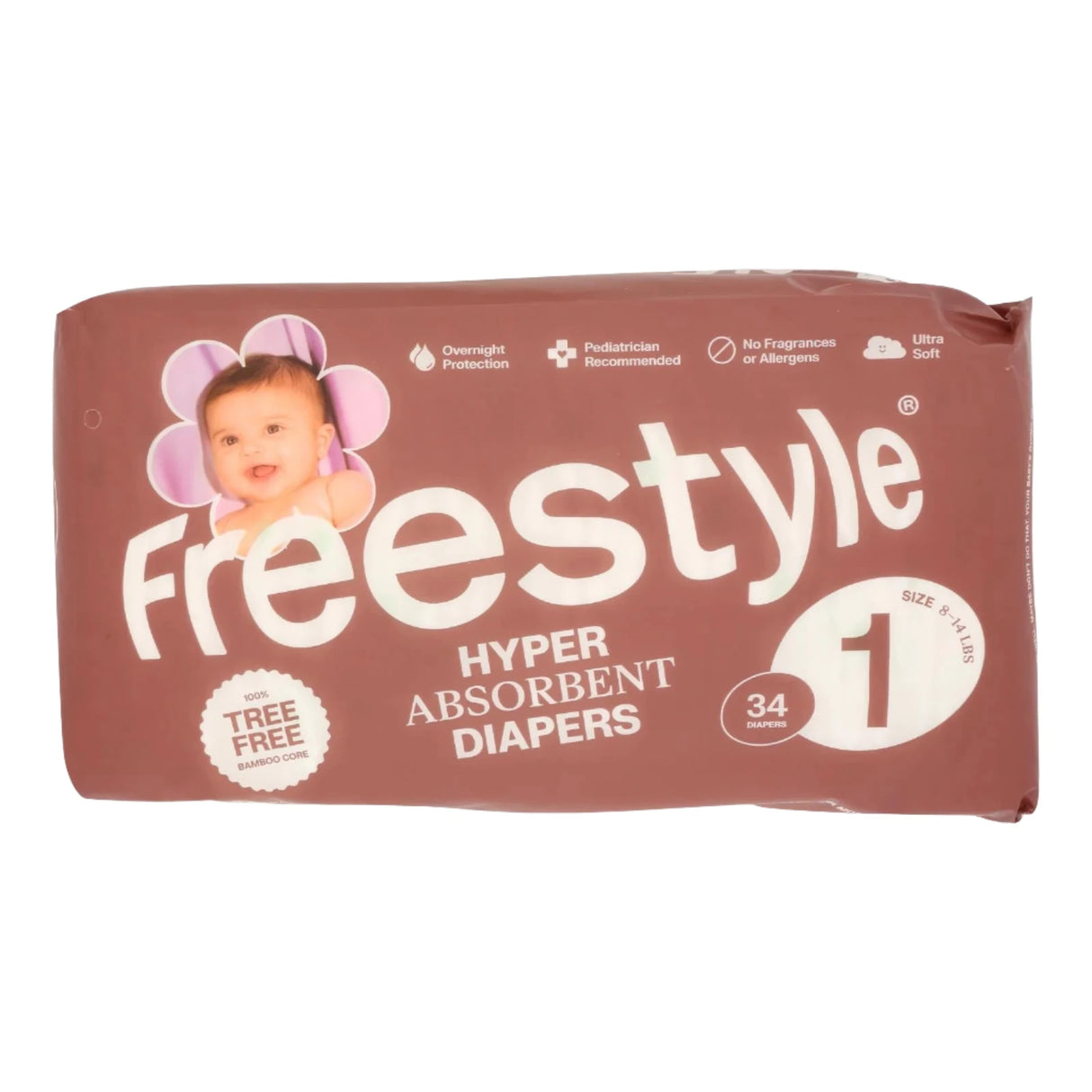 Freestyle Baby Diapers - Size 1, 34 Ct - Value Pack of 6 - Cozy Farm 