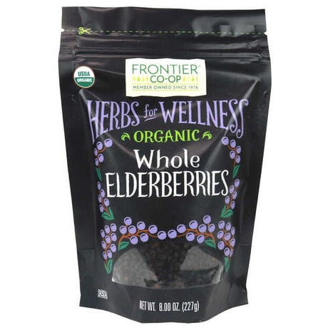 Frontier Natural Products Coop - Organic Elderberries, 8 oz (Pack of 12) - Immune Support Berries