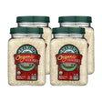 Four jars of Rice Select Organic Arborio rice on a white background