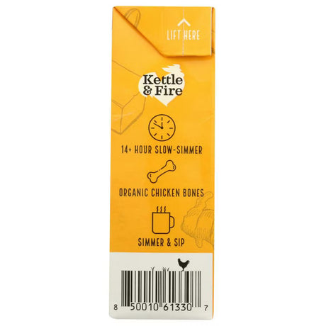 Kettle & Fire product packaging with branding and text on a white background