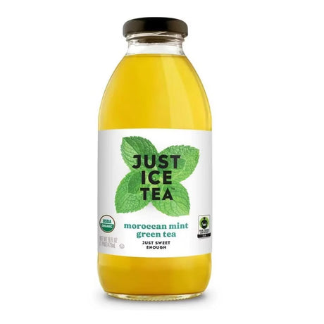 Just Ice Tea Moroccan Mint Green Tea, Organic, Fair Trade, Case of 12 (16 fl oz)