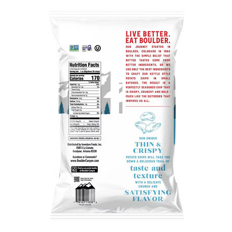 Boulder Canyon Avocado Oil Potato Chips, Sea Salt, 6 oz, Pack of 12