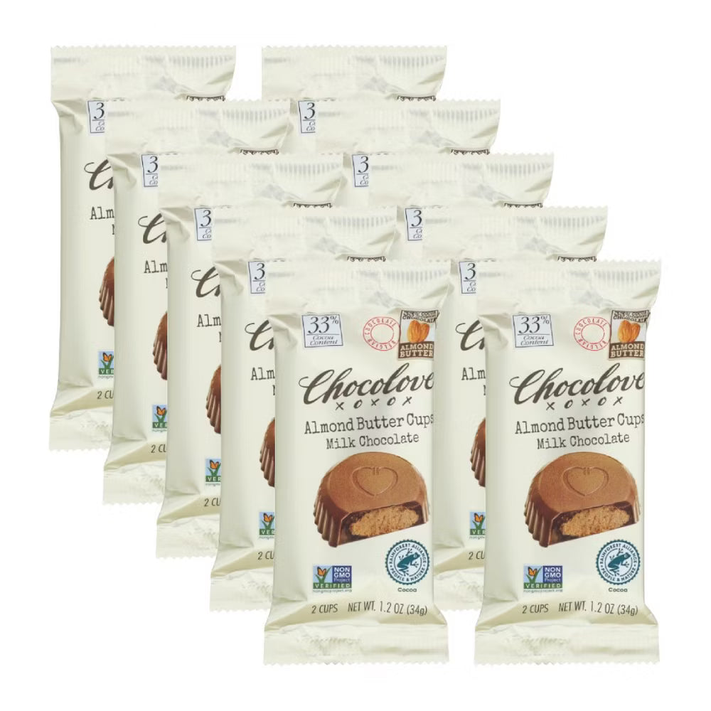 Chocolove Almond Butter Milk Chocolate Cups, 1.2 oz., Case of 10