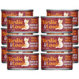 Multiple cans of Birdie & Louie cat food on a white background