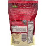 Back view of a red Earthly Choice Organic Premium Quinoa package with text and nutritional information.