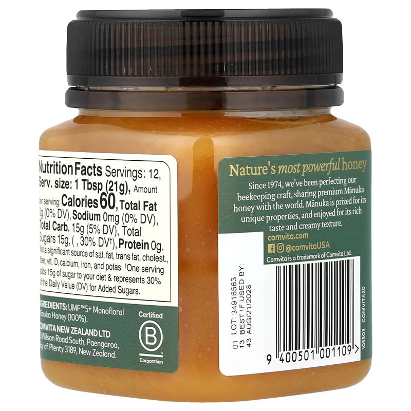 Comvita Raw Manuka Honey, UMF 5+, MGO 83+, 8.8 oz