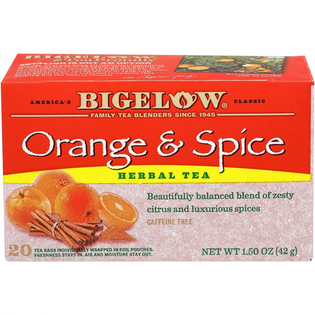 Bigelow Orange & Spice Herbal Tea, 20 Count, Pack of 6