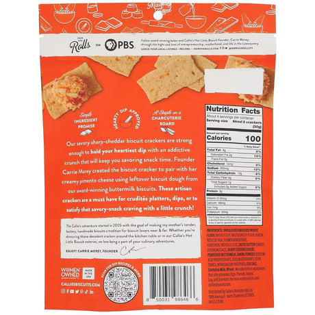 Callie's Sharp Cheddar Biscuit Crackers, 4.5 oz (Case of 6)