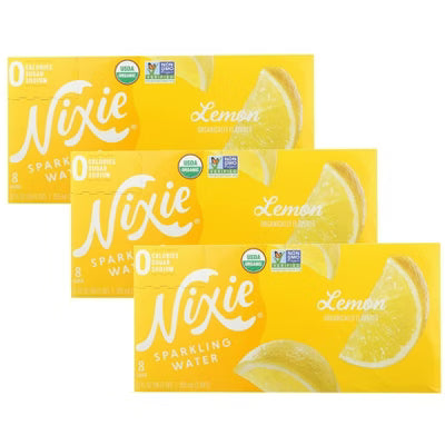 Nixie Lemon Sparkling Water, 8 Oz., Case of 3