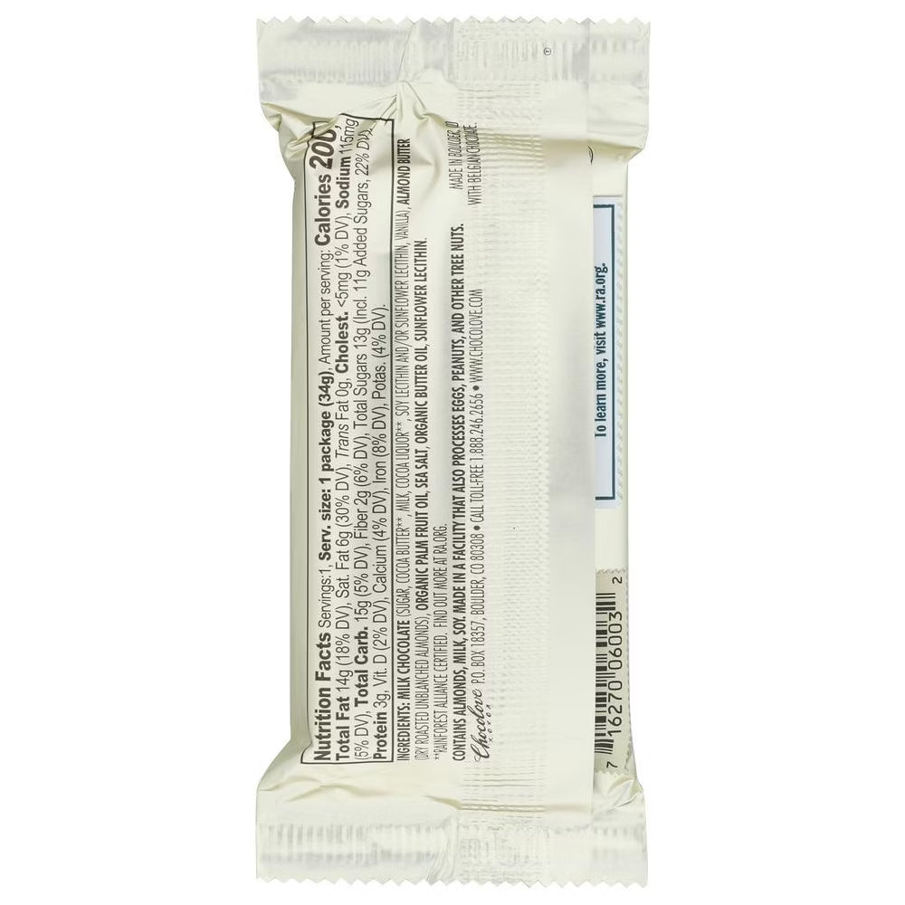 Chocolove Almond Butter Milk Chocolate Cups, 1.2 oz., Case of 10